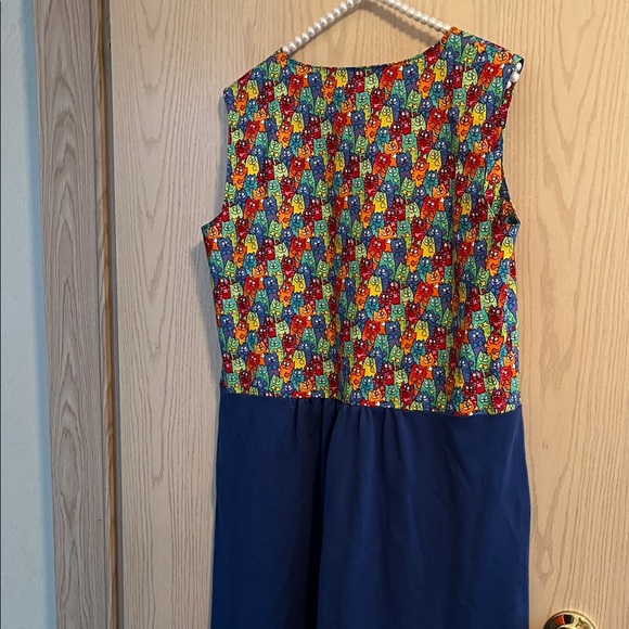 Colorful Cat  Patterned Sleeveless Dress - Picture 7 of 8